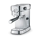 SEVERIN - Cafetera espresso a presión con espumador de leche, Máquina de café Hasta 2 tazas de café de barista de capsulas E.S.E. o grano molido, Acero inoxidable, KA 5995