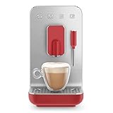 Smeg BCC02RDMEU Cafetera automática compacta con función vapor, color rojo mate